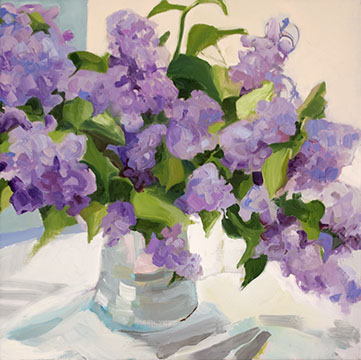 a still life painting of lilacs by Ahni Kruger
