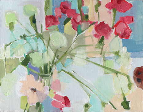 almost abstract still life sketch of carnations by Ahni Kruger