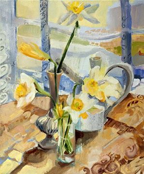 early blooms with lively shadows cast by lace