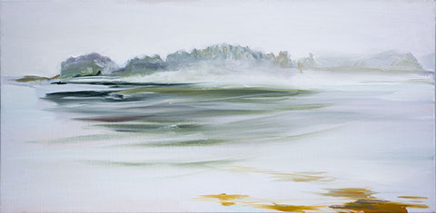 the fog lifted for just a few seconds while painting at Great Cranberry Island, Maine