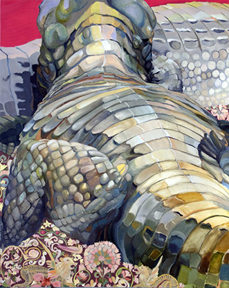 caimans observed in the Brazilian Pantanal with Portuguese tapestry 