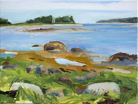 It's always fun to paint with a friend on Great Cranberry Island, Maine