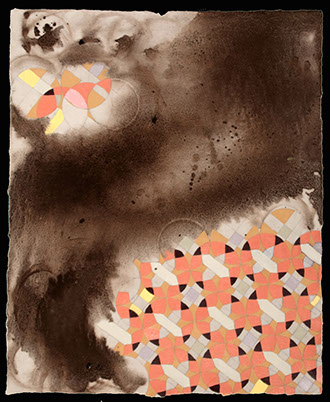 playing around with ideas of self-discipline, using tapestry pattern from Giotto's "Franciscan Rule Approved" fresco