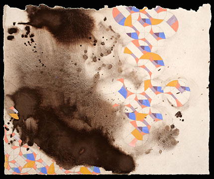 playing around with ideas of self-discipline, using tapestry pattern from Giotto's "Franciscan Rule Approved" fresco