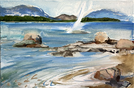 as the sailboat came about, a gust of wind felled my easel 